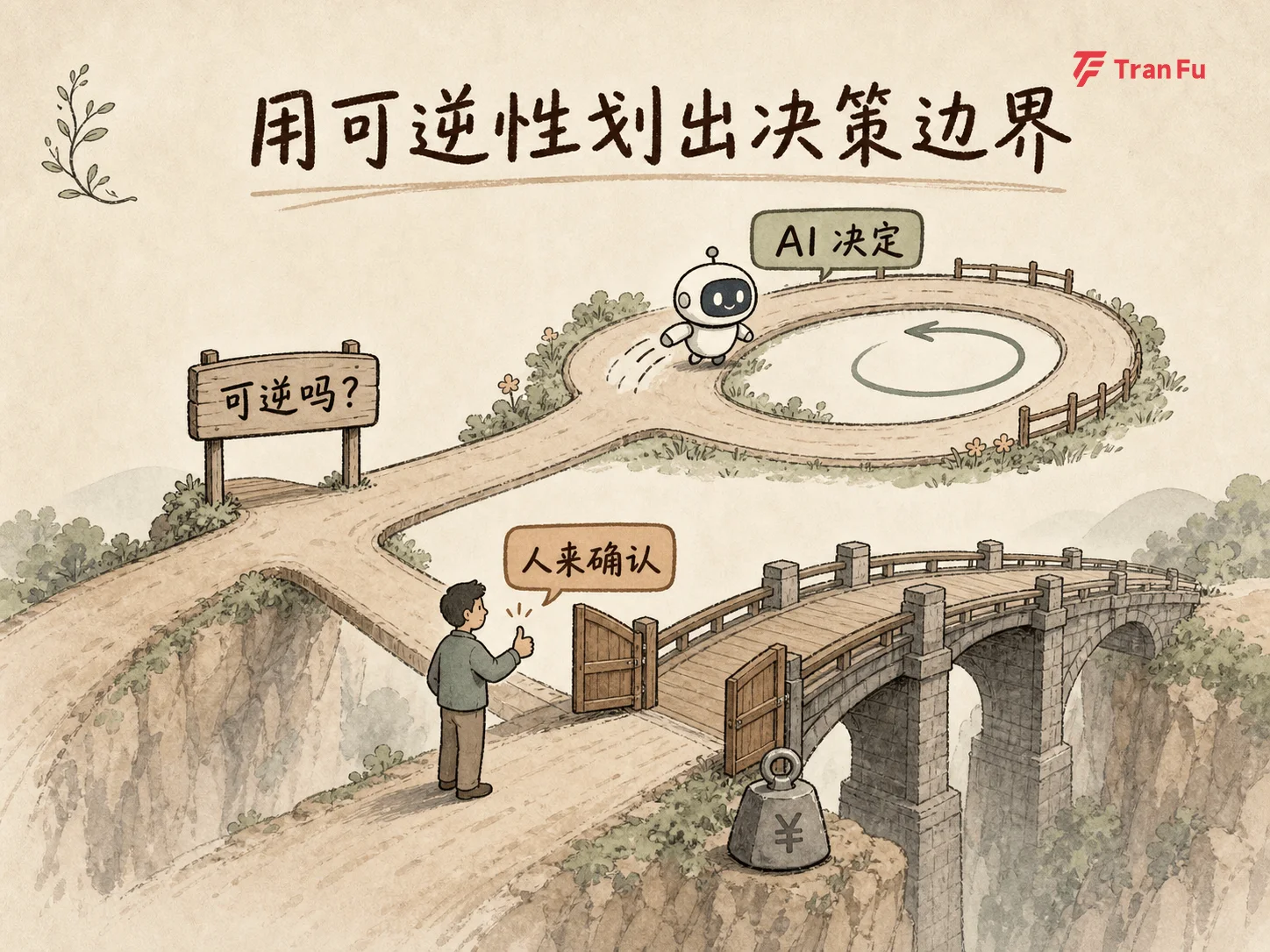 Draw a decision boundary between humans and AI